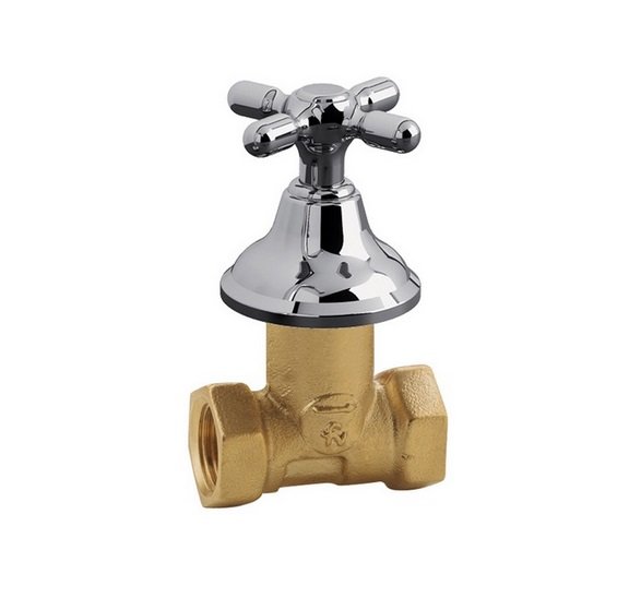 VALVULA EXCLUSA HEMBRA HEMBRA CON CAMPANA CROMO 19 mm.