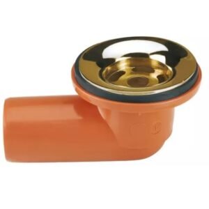 SOPAPA BAÑERA ROSCA LARGA 40 CODO BRONCE PULIDO